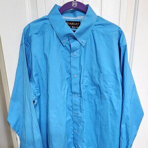 Men's Ariat Pro Series Turquoise Button Down Shirt Long Sleeve Size Large